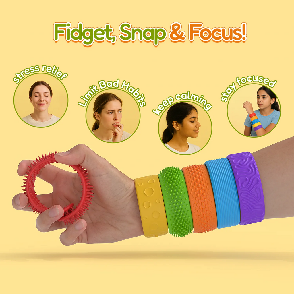 6 Pcs Calming Sensory Slap Bracelets.
