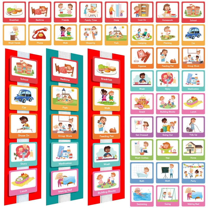 60 Cards Visual Daily Schedule Chart for Kids With Autism